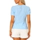 thumbnail image 3 of INSPIRE CHIC Blusas Vintage de Cuadros para Mujer con Mangas Cortas Abullonadas Cuello Redondo Camisa Casual L Azul Claro, 3 of 6