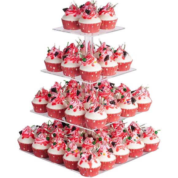 Soporte para Cupcakes YestBuy de 4 Niveles, Acrílico de 4 mm