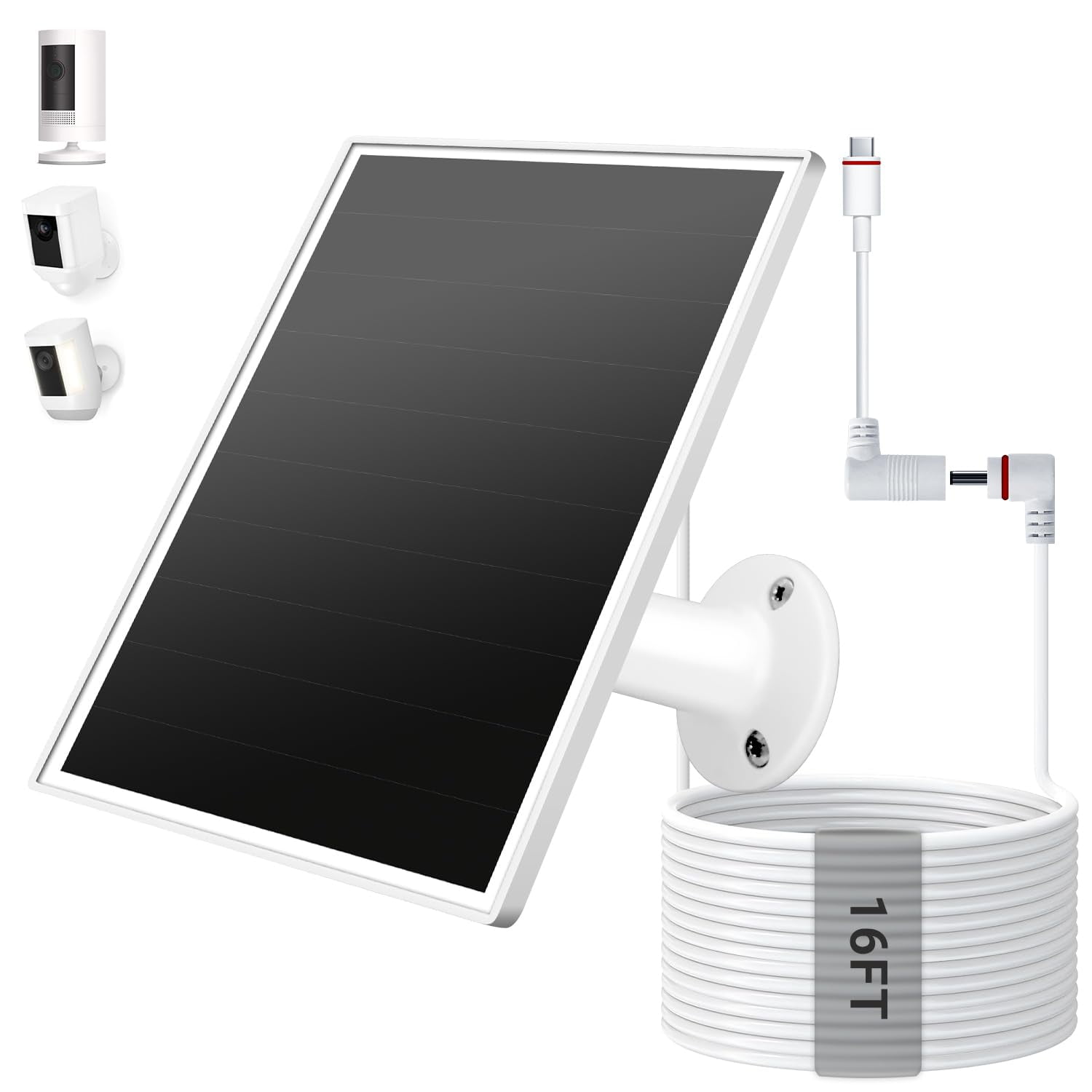 Cargador De Panel Solar Ververay De 6 W Para Ring Stick Up Cam Plus/pro