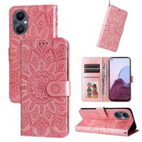 Funda Tipo Cartera Foxdock Para Oppo Reno 8Z , Diseño Girasol En Relieve, Cuero Pu, Cierre Magnético, Soporte Y Tarjetero