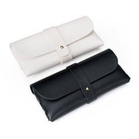 Xusx111 - 2Pcs Bolsa De Almacenamiento De Gafas Gafas De Sol De Viaje Bolsa De Almacenamiento De Gafas De Miopía Bolsa De Almacenamiento De Cuero De Moda (Negro + Blanco)
