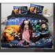 thumbnail image 1 of Juego de edredón de 3 piezas con estampado de personajes de anime 3D de Demon Slayer, funda nórdica, juego de ropa de cama para cama individual, matrimonial, queen y king size con funda de a, 1 of 3