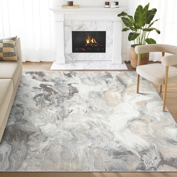Alfombra Abani Regal Beige Gris 61x91 cm Patrón en Espiral