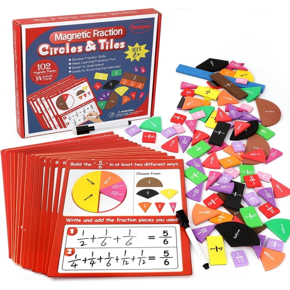 Math Manipulatives Torlam Magnetic Fraction Tiles & Circles