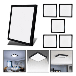 Genérico - 6 Panel Led 60X60Cm Sobrepuesto Cuadrado 48W Luz Fría Negro
