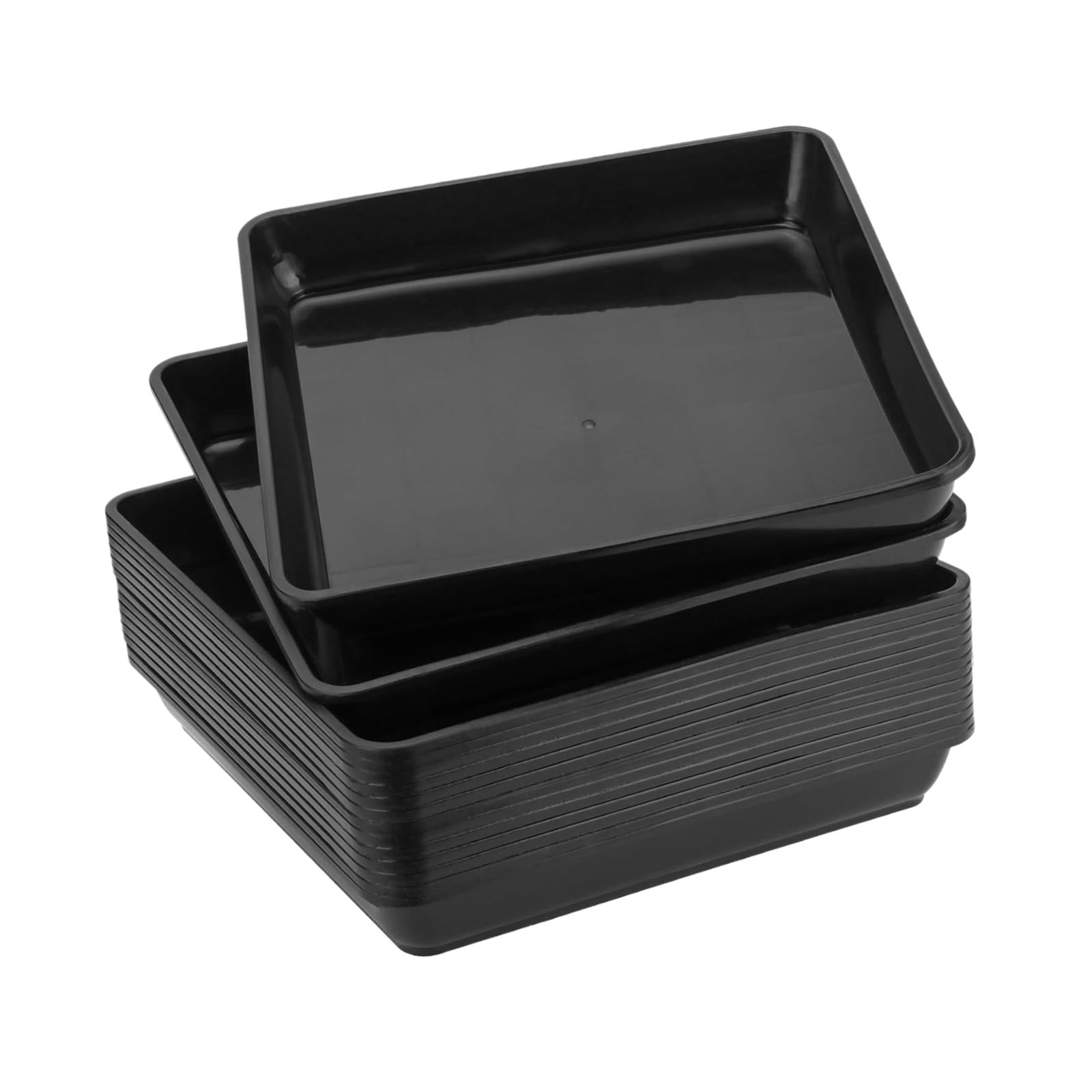 Magideal - 10 Uds. Platillos Para Plantas, Bandejas Para Plantas Cuadradas, Bandejas Para Macetas, Platillos Para Balcón, Jardín, Interior, Exterior, Alféizar De Negro