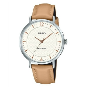 Casio - Reloj Standard Análogo Correa De Cuero Esfera Crema Cuarzo Ltp-Vt04L-7A1 Para Mujer
