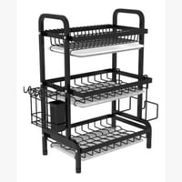 Genérico - Rack Escurridor Organizador Cocina Secador Platos 3 Niveles Negro