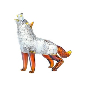 Veat00L - Imagen De Lobo De Cristal, Hecha A Mano, Decoración De La Estatua De Lobo De Los Amantes Del Lobo De Cumpleaños Y Navidad, Colección De Animales De Vidrio, Compacta Y Exquisita