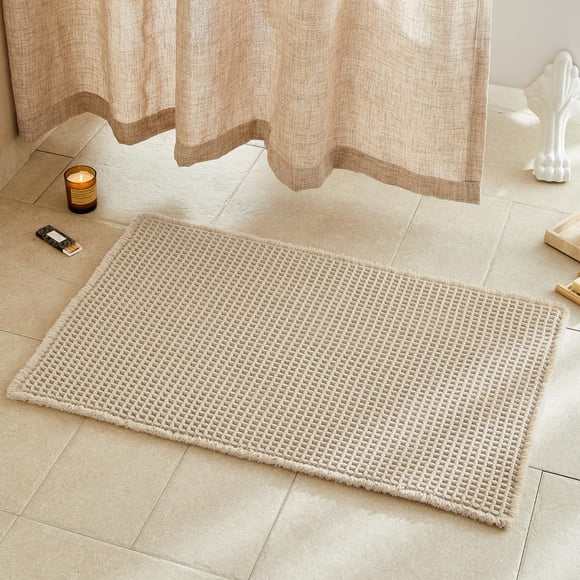 Alfombra de baño TYUU 91x61 cm antideslizante y absorbente beige