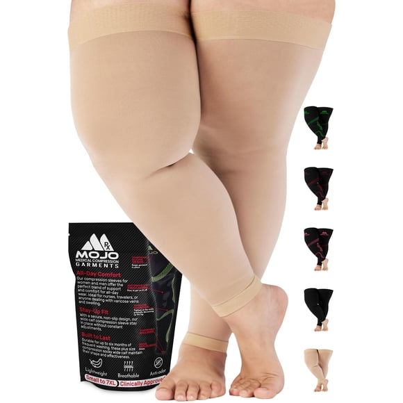 Calcetines de compresión Mojo con mangas hasta los muslos, 4XL, beige, A609BE7