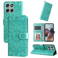 Funda Tipo Cartera Foxdock Para Motorola Moto G56 , Diseño Girasol En Relieve, Cuero Pu, Cierre Magnético, Soporte Y Tarjetero
