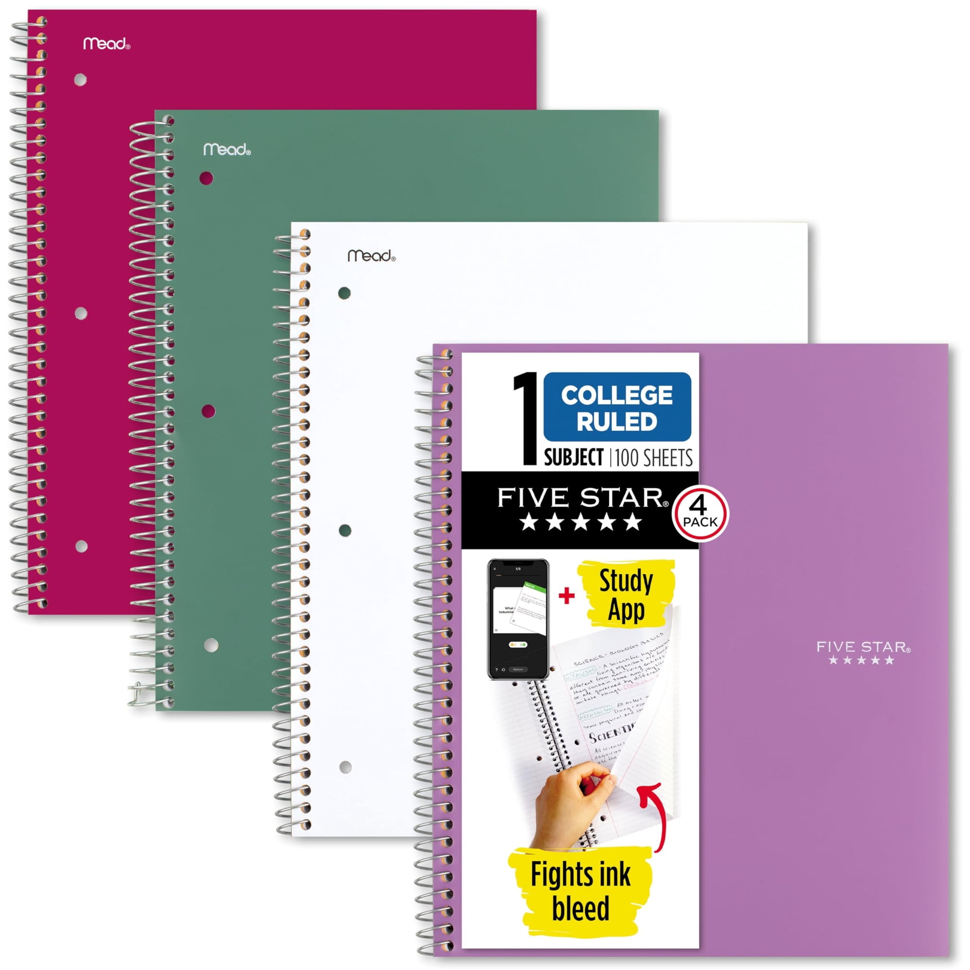 Five Star - Cuaderno Con Forma De Espiral Con Forma De Cinco Estrellas 1 Asignatura Universitaria 100 Hojas