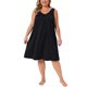 thumbnail image 2 of Agnes Orinda Women's Plus Size Camisones de Satén Cuello en V Tirantes Anchos Plisados Camisón Ancho para Dormir Vestido de Descanso 3X Negro, 2 of 6