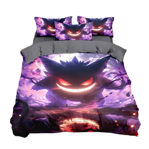 Pokemon Gengar Bedding Set Cartoon Anime Pokemon Duvet Cover Comforter Pillowcase Boys Girls Children Adults Quilt C Bed Sheets
