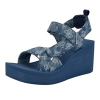 Sandalia Guess Daysa Wedge Para Mujer, Tamaño Mediano, Azul, Mezclilla, Talla 8