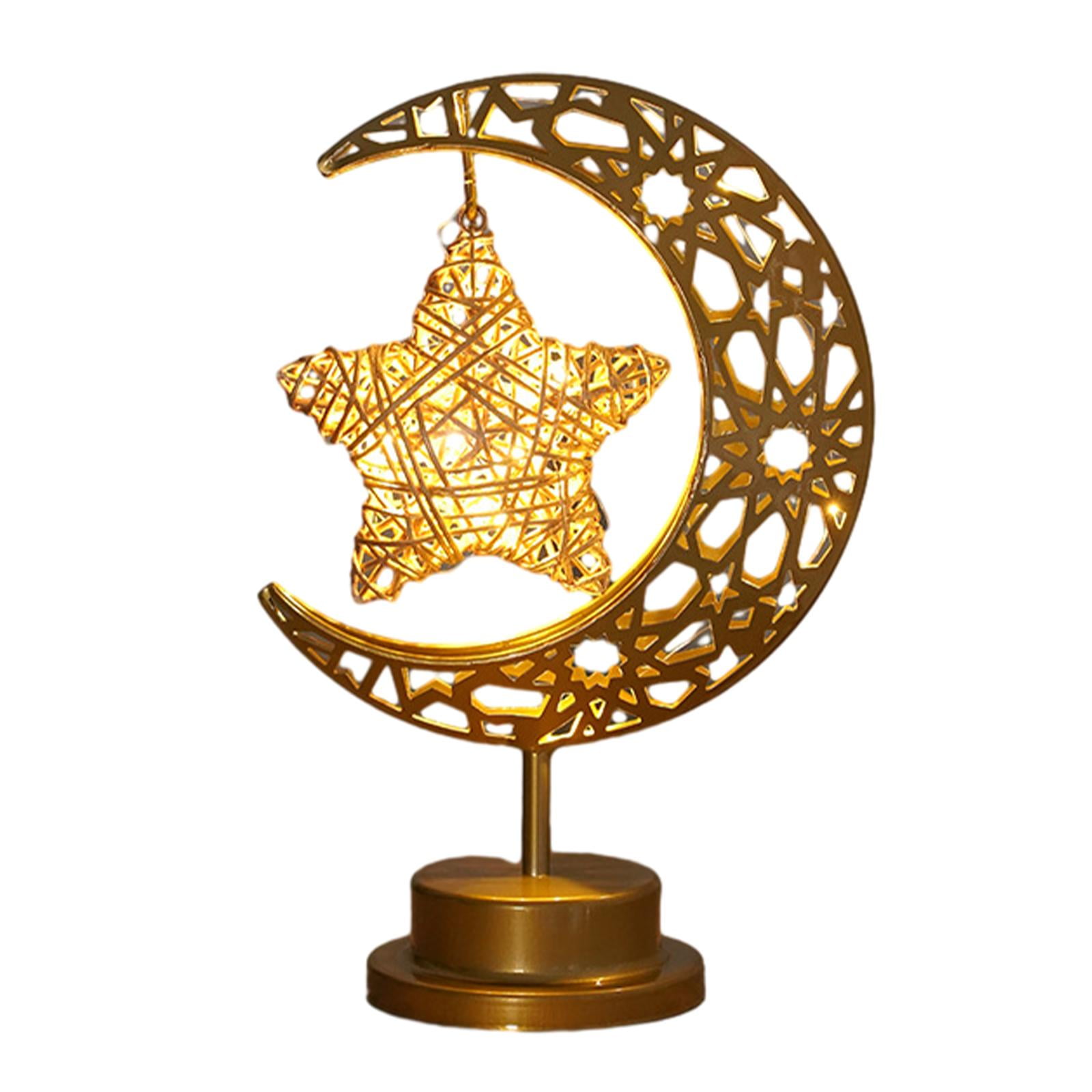 Magideal - Lámpara De Escritorio Con Luz Led De Luna Y Estrella Para Ramadán, Elegante Luz Nocturna Para Eid Mubarak, Luz Nocturna Para Cafetería, Hogar, Restaurante, Apartamento, Día De La Madre Ahuecar