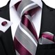 thumbnail image 2 of Corbata a rayas formal seda hombre paño y colleras Sangría gris, 2 of 6