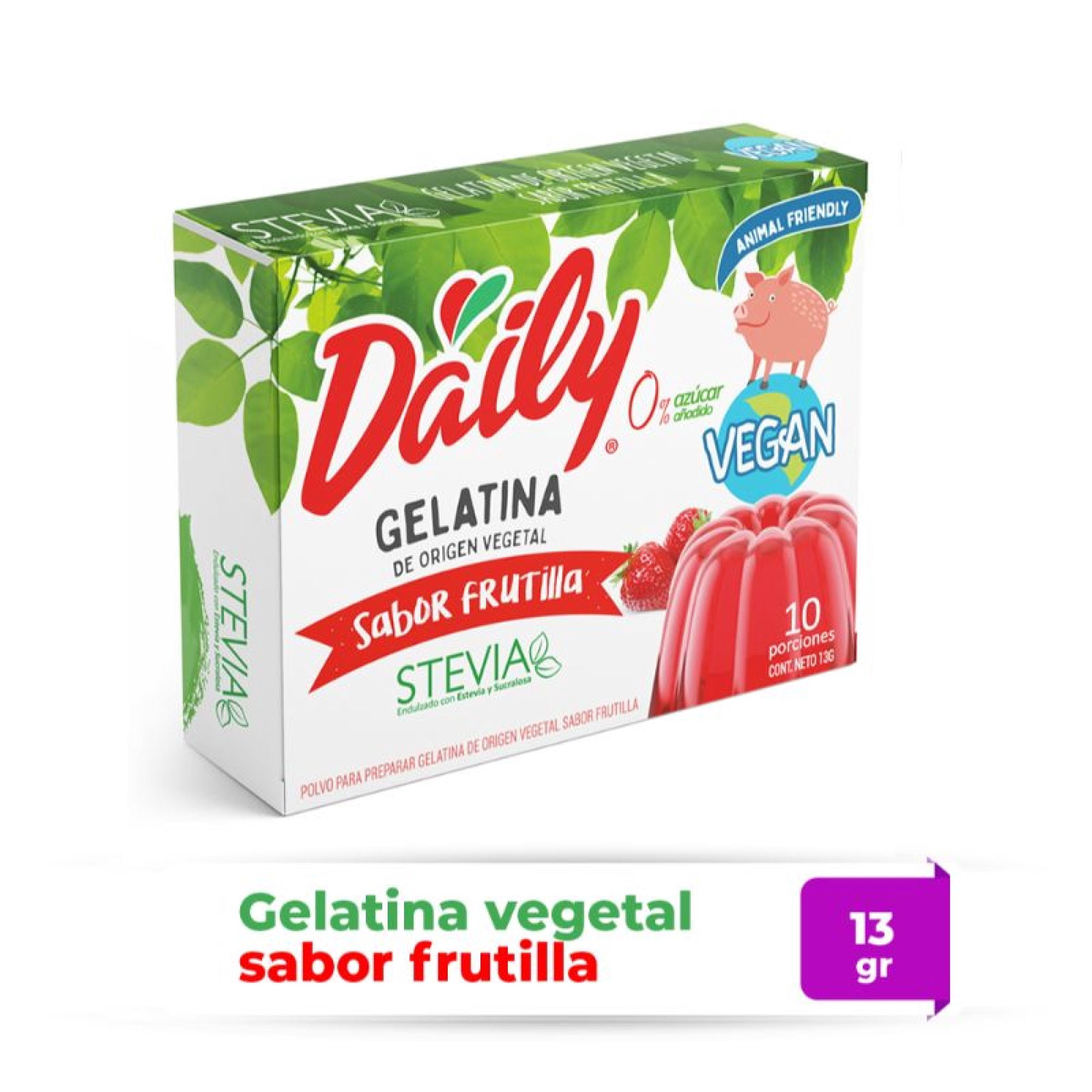 Gelatina Vegana Frutilla 13 g Daily
