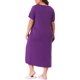 thumbnail image 4 of Agnes Orinda Mujeres Tallas Grandes Camisones Cuello Redondo Mangas Cortas Vestido de Dormir Estampado de Gatos Pijamas para Casa con Bolsillo 2X Púrpura Oscuro, 4 of 8