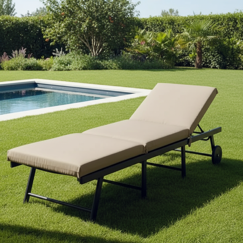 Cojín Reposera Exterior Almohada Beige 186X58X5 Cm Sunseeker