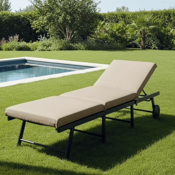 Cojín Reposera Exterior Almohada Beige 186x58x5 cm Sunseeker