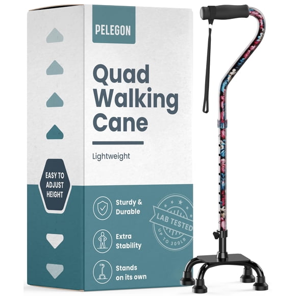 Bastón Cuádruple PELEGON Ajustable con capacidad de 300 lb