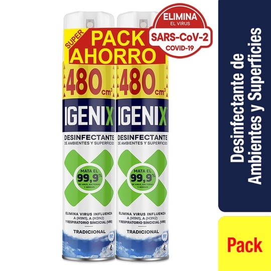 Desinfectante Ambientes Y Superficies Aerosol Tradicional Lata Pack 960 cc Igenix