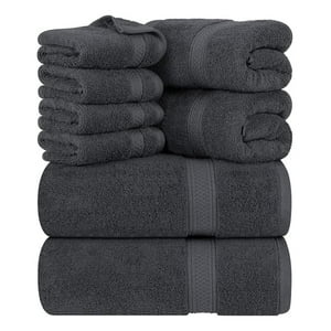 Aura Zeus - Set De 8 Toallas De Baño Algodon 500Gr Cuerpo Mano Grande Az Gris Gris