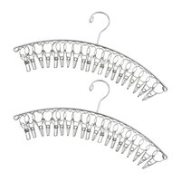 Magideal - 2X Tendedero De Ropa, Colgador De Ropa Con 20 Clips Para Calcetines Pinza De Ropa Funciones De Material Acero Inoxidable Para Calcetines Corbatas