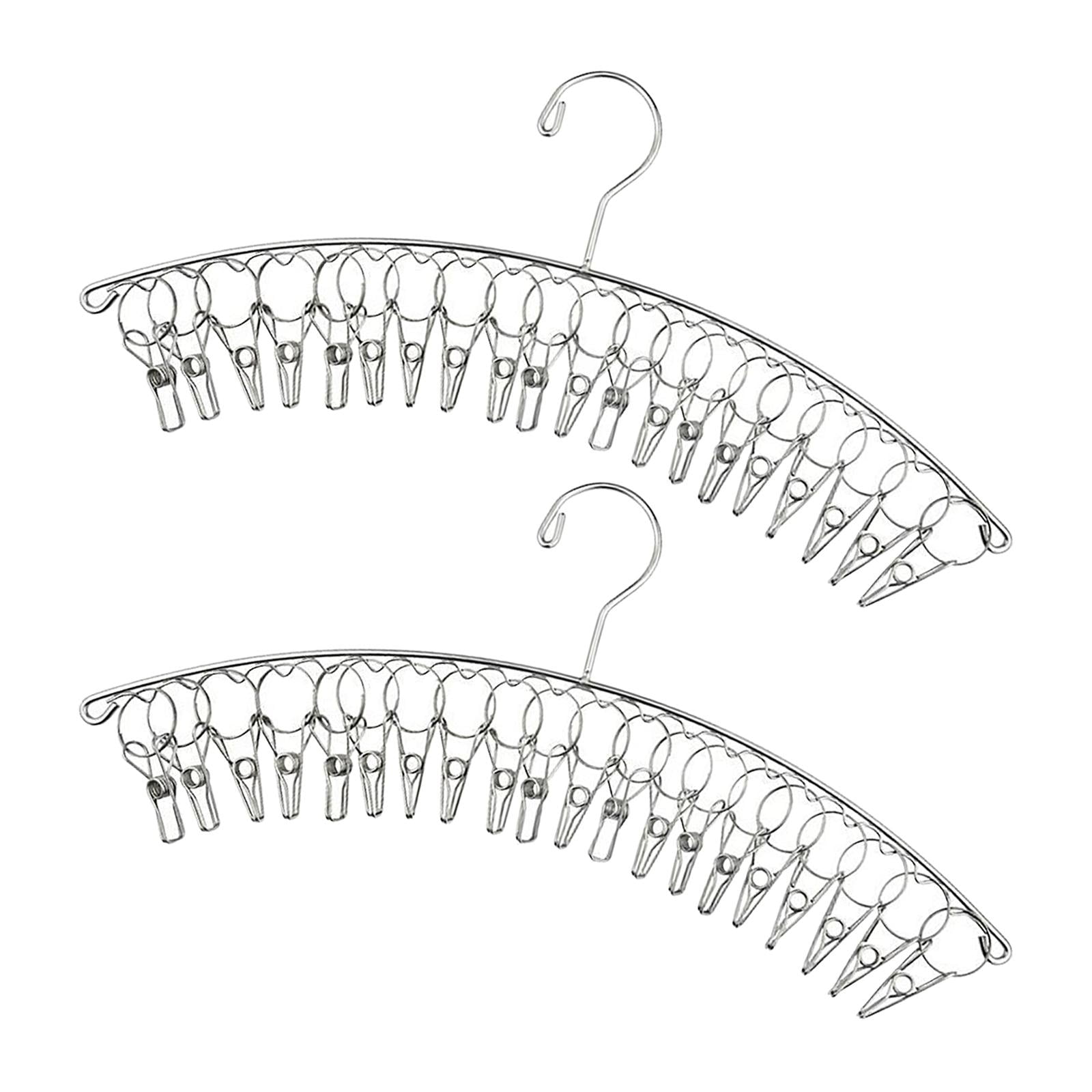 Magideal - 2x Tendedero De Ropa, Colgador De Ropa Con 20 Clips Para Calcetines Pinza De Ropa Funciones De Material Acero Inoxidable Para Calcetines Corbatas