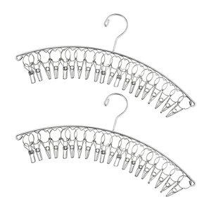 Magideal - 2X Tendedero De Ropa, Colgador De Ropa Con 20 Clips Para Calcetines Pinza De Ropa Funciones De Material Acero Inoxidable Para Calcetines Corbatas