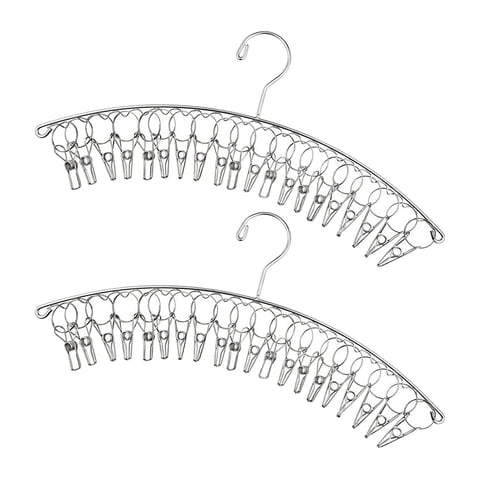 Magideal - 2X Tendedero De Ropa, Colgador De Ropa Con 20 Clips Para Calcetines Pinza De Ropa Funciones De Material Acero Inoxidable Para Calcetines Corbatas