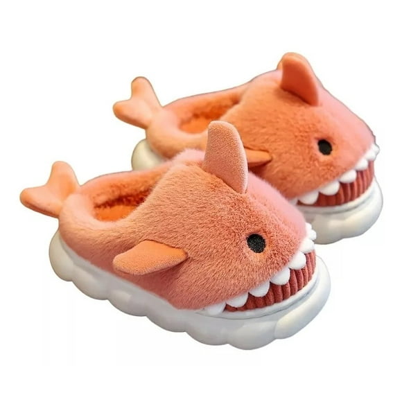 Pantuflas Niños De Felpa, Diseño De Tuburón, Anime, Kawaii Color Rosado Talla 36-37