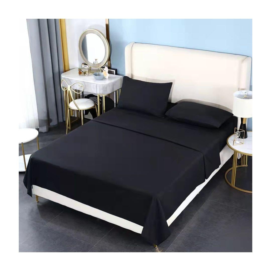 Genérico - Juego De Sábanas 500 Hilos 2 Plazas - Negro
