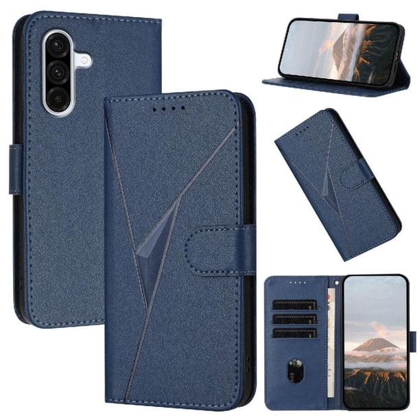 Funda Cartera Fibra de Carbono para Samsung Galaxy A36 con Soporte y Cierre Magnético Azul