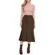 thumbnail image 2 of Falda larga de trabajo de mujer casual de pana de cintura alta ajustada con cola de pez para otoño e invierno L marrón, 2 of 6