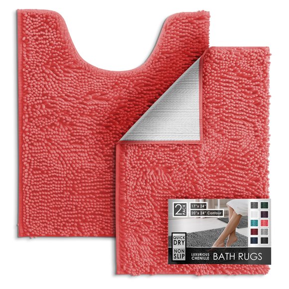Juego de alfombras de baño Hearth & Harbor, felpilla, antideslizantes, 43 x 61 cm