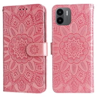 Funda Tipo Cartera Foxdock Para Xiaomi Redmi A1 4G , Diseño Girasol En Relieve, Cuero Pu, Cierre Magnético, Soporte Y Tarjetero