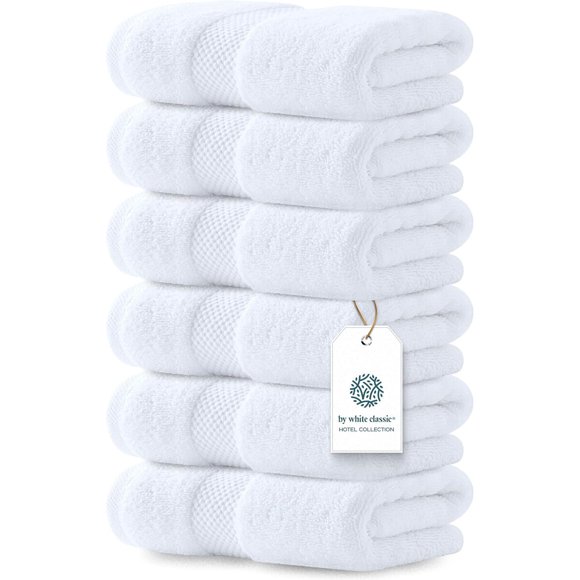 White Classic Luxury White Hand Towels 100 Turkish Cotton