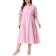 thumbnail image 2 of Agnes Orinda Vestido de Línea A de Manga Corta para Mujer de Talla Grande y Chaqueta de Encaje con Manga 3/4 Floral Abierta al Frente Elegante Conjunto de Vestido Formal de 2 Piezas 2X Rosa, 2 of 6