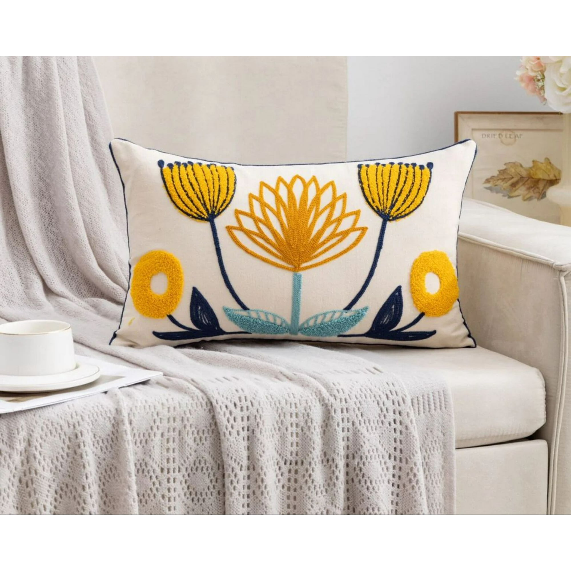 Homestore - Funda Cojin Bordada 30x50 Cm Lirios