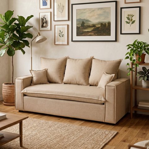 Luzyhogar - Sofá Madrid 180 Cm - Lino Arena