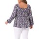 thumbnail image 3 of Agnes Orinda Blusa de Talla Grande para Mujer Escote Corazón Manga Larga Top Peplum Floral 2X Púrpura, 3 of 5