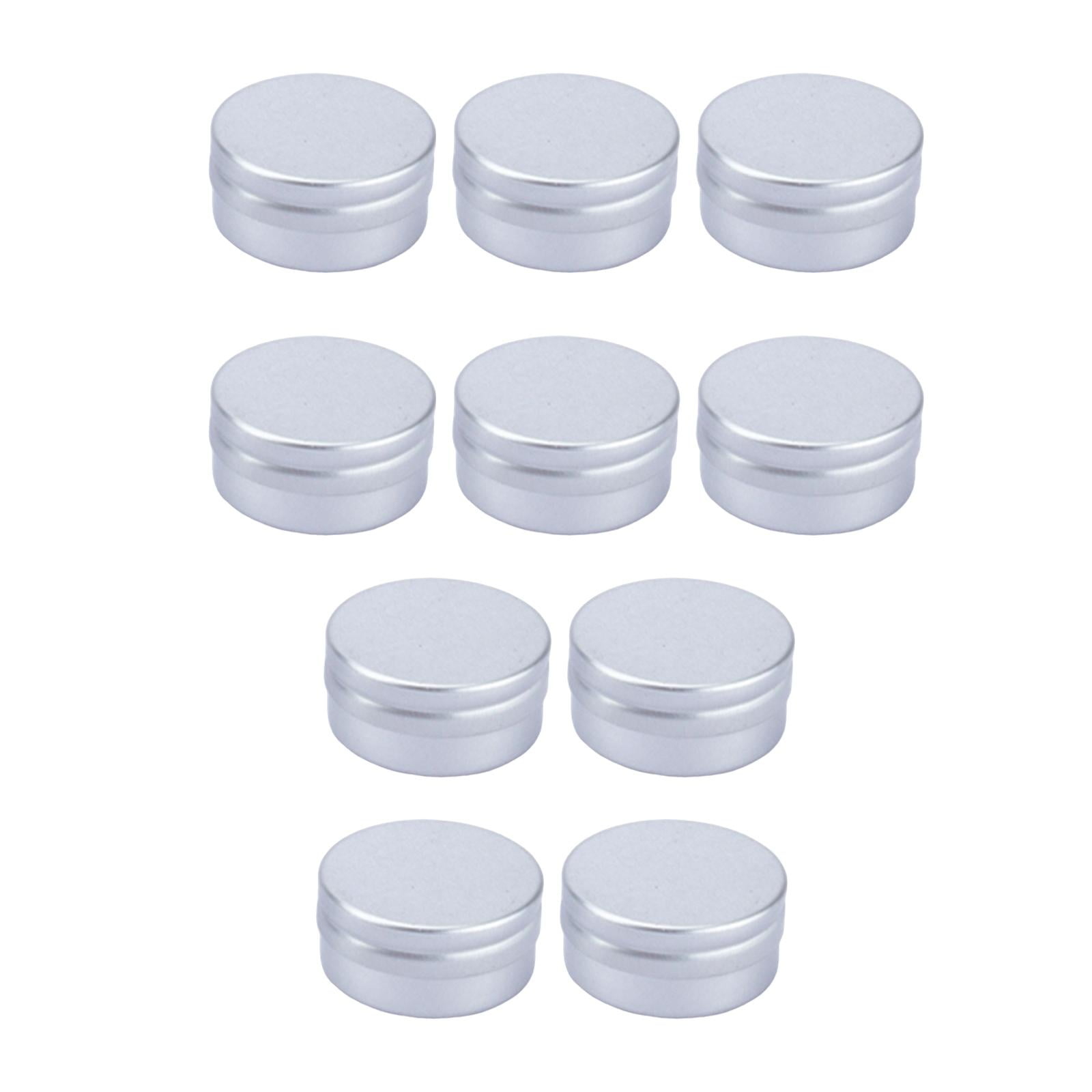 Magideal - 10 Latas De Aluminio Redondas Con Tapa De Rosca, Plateadas Con Tapones De Rosca, Latas De Metal Recargables Vacías De 15 Ml Para Bálsamo Labial, Velas