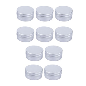 Magideal - 10 Latas De Aluminio Redondas Con Tapa De Rosca, Plateadas Con Tapones De Rosca, Latas De Metal Recargables Vacías De 15 Ml Para Bálsamo Labial, Velas