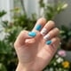 thumbnail image 1 of Uñas Postizas Press-on Cortas Semi Cuadradra 24pc Diseño Azul Blanco Reutilizable, 1 of 9