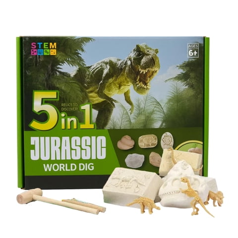 Fliperex - Kit De Excavación Jurassic 5 En 1 Juguete Educativo Infantil Verde