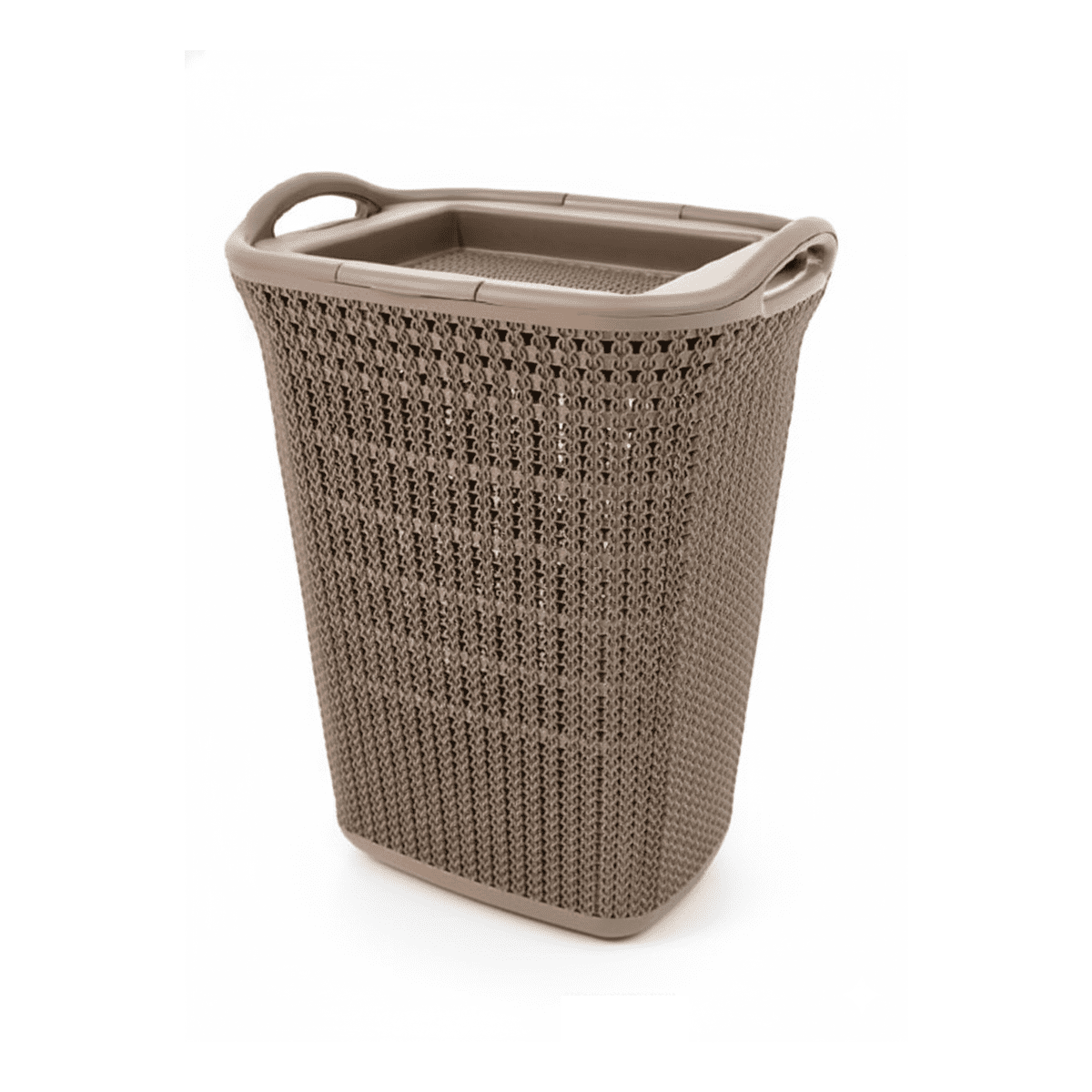 Canasto Para Ropa Plástico 54l Crochet Mocca Mq Qrubber