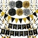 thumbnail image 1 of Set, Black Golden Birthday Party Decorations Birthday Banner Spiral Hanging Decorations Birthday Party Paper Flower Ball Theme Arrangement Supplies Party Holiday Decorations Kit, 1 of 2